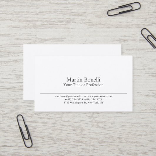 Carte De Visite Soie Premium Noir & Blanc Moderne Professionnel (Devant/Arrière en situation)