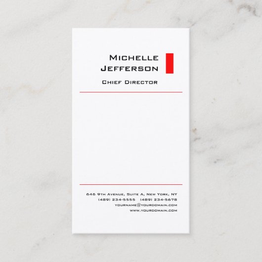 Carte De Visite Soie Professionnelle Moderne Rouge Blanc (Devant)