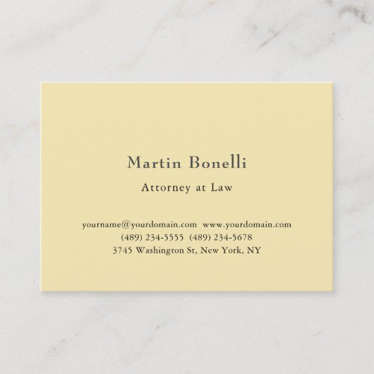 Carte De Visite Soie Unique Classique Personnalisé Jane Crème (Devant)