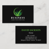 Carte De Visite Soin de pelouse moderne et audacieux Noir et vert (Devant / Derrière)