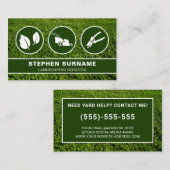 Carte De Visite Soin de pelouse Silhouette Icônes Paysage vert (Devant / Derrière)