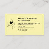 Carte De Visite Soin de santé au coeur jaune (Dos)