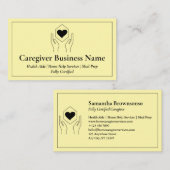 Carte De Visite Soin de santé au coeur jaune (Devant / Derrière)