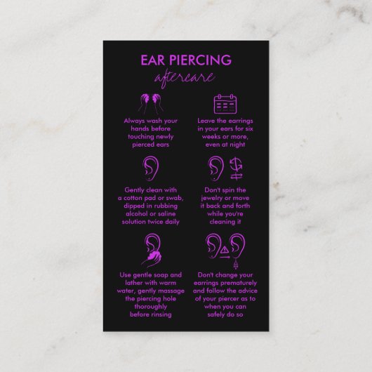 Carte De Visite Soin des oreilles percées Violet (Dos)