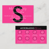 Carte De Visite Soin post-intervention de Microblading Rose Néon (Devant / Derrière)