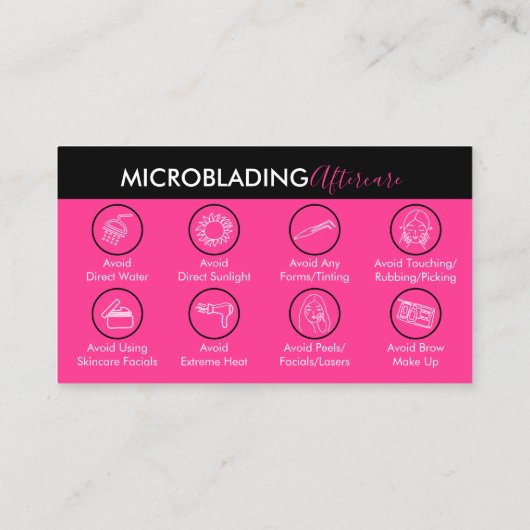 Carte De Visite Soin post-intervention de Microblading Rose Néon (Dos)