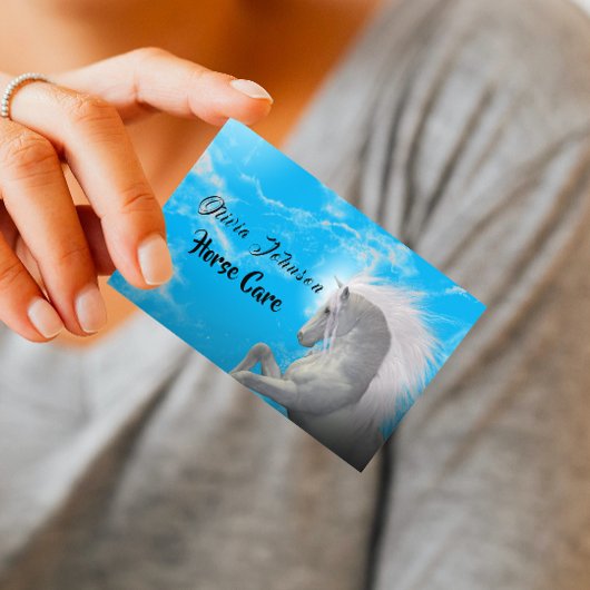 Carte De Visite Soins amusants du Cheval Blanc