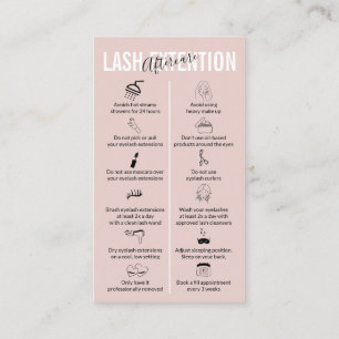 Carte De Visite Soins après extension de cils Rose Bébé