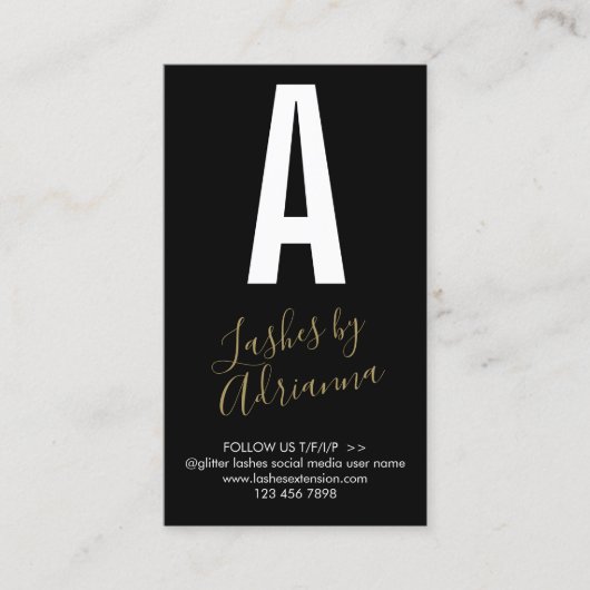 Carte De Visite Soins après-vente des extensions de cils Black Gol (Devant)