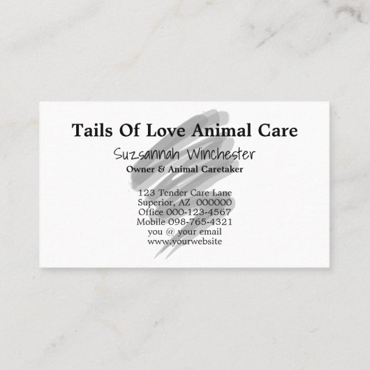 Carte De Visite Soins aux animaux Ajouter votre photo verticale pe (Dos)