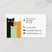 Carte De Visite Soins aux Animaux Chats Simples (Devant)