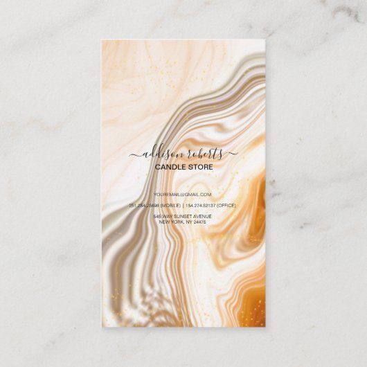 Carte De Visite Soins aux chandelles Brown et en or liquide (Dos)