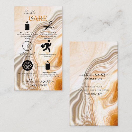 Carte De Visite Soins aux chandelles Brown et en or liquide (Devant / Derrière)