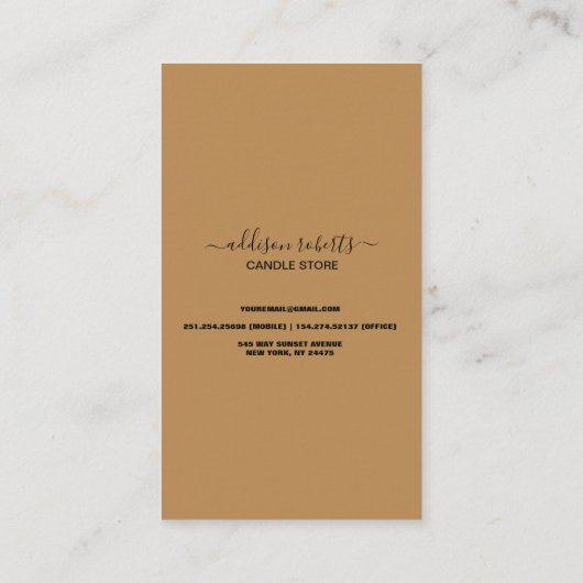 Carte De Visite Soins aux chandelles en terre cuite simple et prof (Dos)