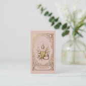 Carte De Visite Soins Botaniques de Luxe Rose Pâle Doré (Debout devant)