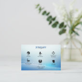 Carte De Visite Soins de bijoux à Parties scintillant bleue modern (Debout devant)