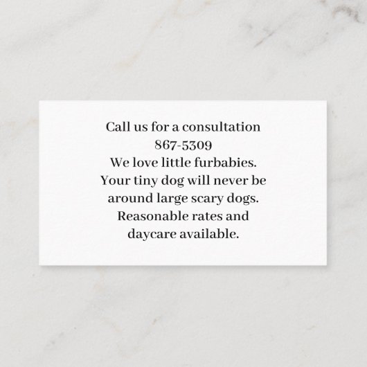 Carte De Visite Soins de chien (Dos)