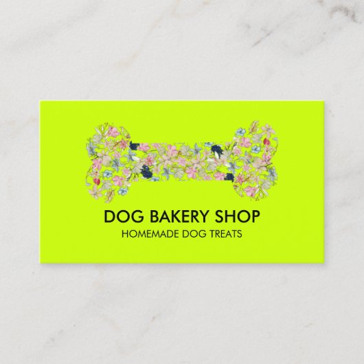 Carte De Visite Soins de chien maison d'os vert néon (Devant)