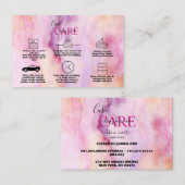 Carte De Visite Soins de gâteau à l'eau rose or (Devant / Derrière)