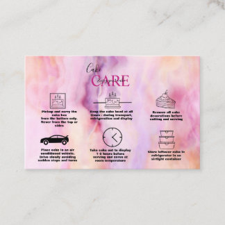 Carte De Visite Soins de gâteau à l'eau rose or