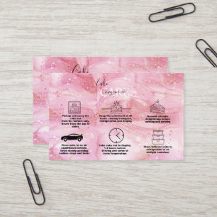 Carte De Visite Soins de gâteau à l'eau rose or