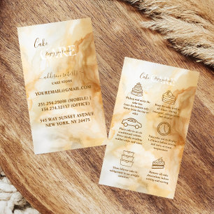 Carte De Visite Soins de gâteau de marbre doré de luxe 