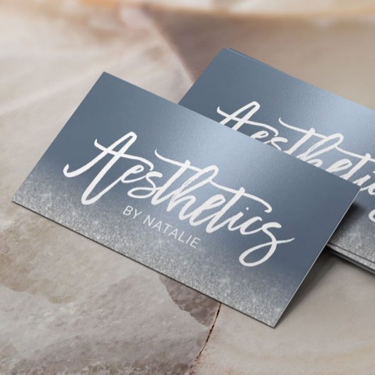 Carte De Visite Soins de la peau Esthétique Dusty Blue Silver