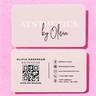 Carte De Visite Soins de la peau Esthétique QR Code Blush rose