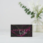 Carte De Visite Soins de la peau Esthétique QR Code Hot rose noir  (Debout devant)