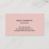 Carte De Visite Soins de la peau Flore Élégant rose de rose esthét (Dos)