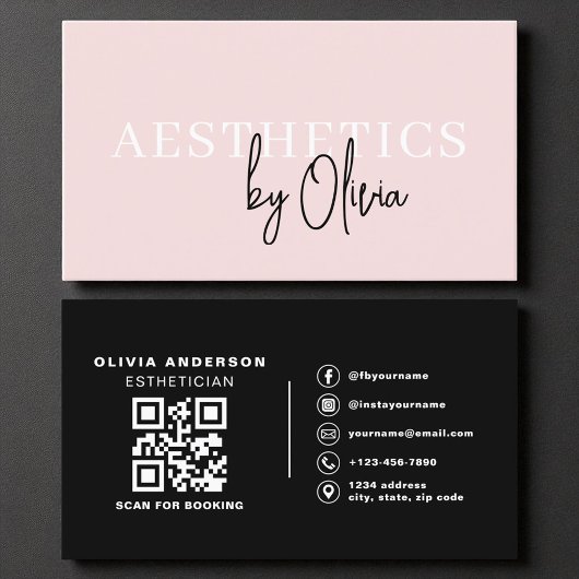 Carte De Visite Soins de la peau moderne Esthétique QR Code Blush