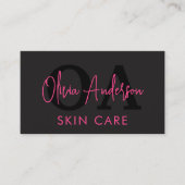 Carte De Visite Soins de la peau QR Code Hot rose noir médias soci (Devant)