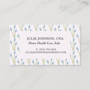 Carte De Visite Soins de santé à domicile Blue Floral CNA