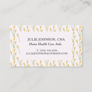 Carte De Visite Soins de santé à domicile CNA à motif floral jaune