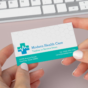 Carte De Visite Soins de santé Médicales modernes - Bleu vert blan