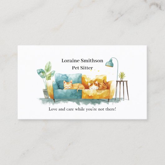 Carte De Visite Soins de sécheur CAT fiable mignonne et Kawaii (Devant)