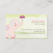 Carte De Visite Soins d'enfants à l'éléphant rose mignon (Dos)