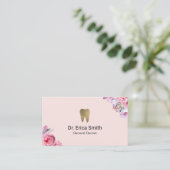 Carte De Visite Soins dentaires Dentist Blush Rose Floral Or (Debout devant)