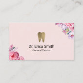 Carte De Visite Soins dentaires Dentist Blush Rose Floral Or (Devant)