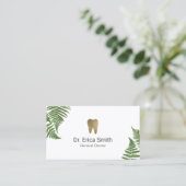Carte De Visite Soins dentaires Dentist Botanical Fern Gold Tooth (Debout devant)