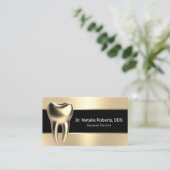 Carte De Visite Soins dentaires moderne Noir & Or 3D dentiste dent (Debout devant)