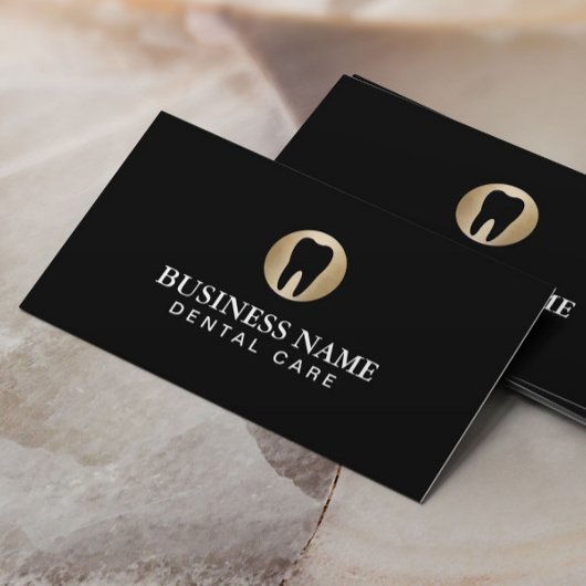 Carte De Visite Soins dentaires moderne Noir & Or Professionnel
