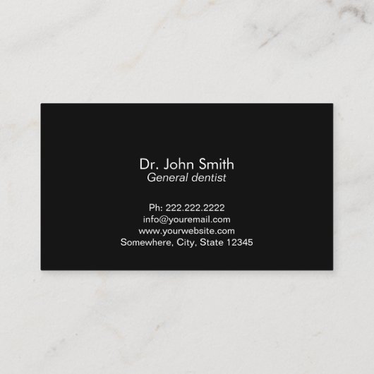 Carte De Visite Soins dentaires moderne Noir & Or Professionnel (Dos)
