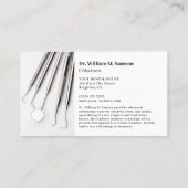 Carte De Visite Soins dentaires Orthodontiste moderne Outils denta (Dos)