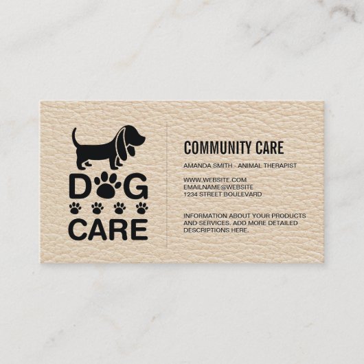 Carte De Visite Soins des chiens | Services de formation pour anim (Devant)
