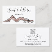 Carte De Visite Soins du corps Sculpture QRCODE Black Rose Parties (Devant / Derrière)