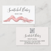 Carte De Visite Soins du corps Sculpture QRCODE Rose Blanc (Devant / Derrière)