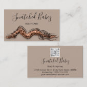 Carte De Visite Soins du corps Sculpture QRCODE Rose Brown Élégant (Devant / Derrière)