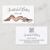 Carte De Visite Soins du corps Sculpture QRCODE Rose noir blanc (Devant / Derrière)