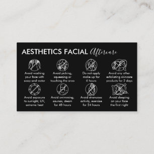 Carte De Visite Soins du visage après esthétique Noir Blanc